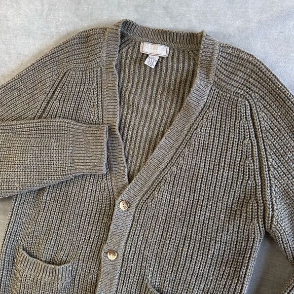 VTG 80s Cardigan Sweater Mens M Brown Wool Blend Chunky Knit LOFT & BROWNSTONE - Picture 1 of 7